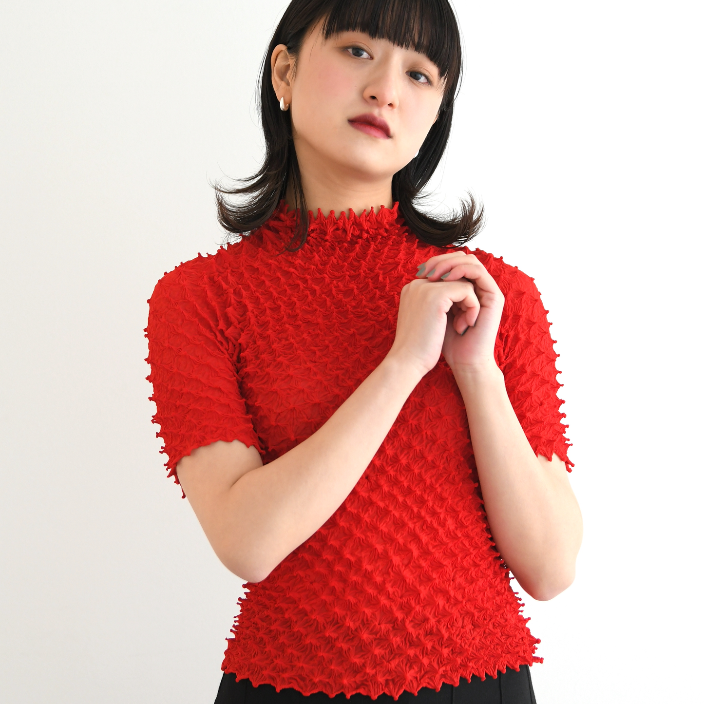 Spiky Shibori Short Sleeve Top - Chiffon