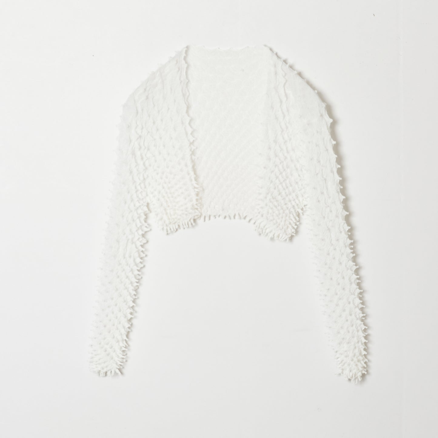 Spiky Shibori Cropped Cardigan - Chiffon/Solid Color