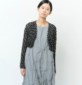 Spiky Shibori Cropped Cardigan - Chiffon/Dot Pattern