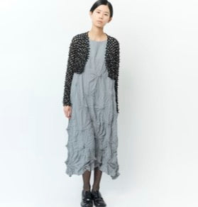 Spiky Shibori Cropped Cardigan - Chiffon/Dot Pattern