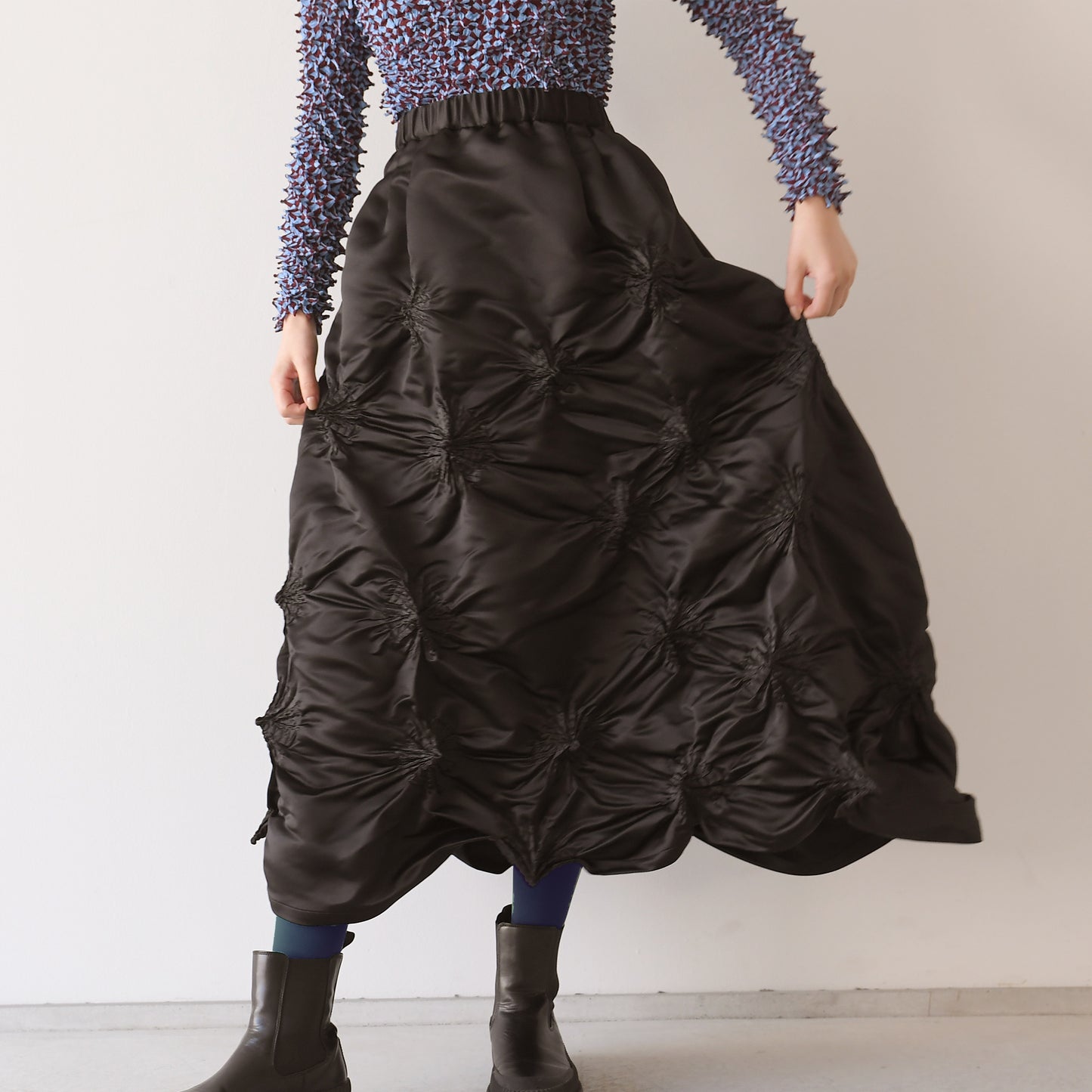 Rolled-up Shibori Skirt - Satin