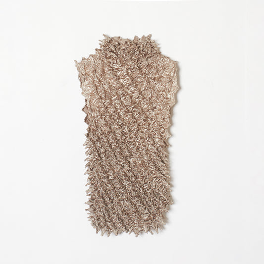 Spiky Shibori Sleeveless Turtleneck Top - Satin