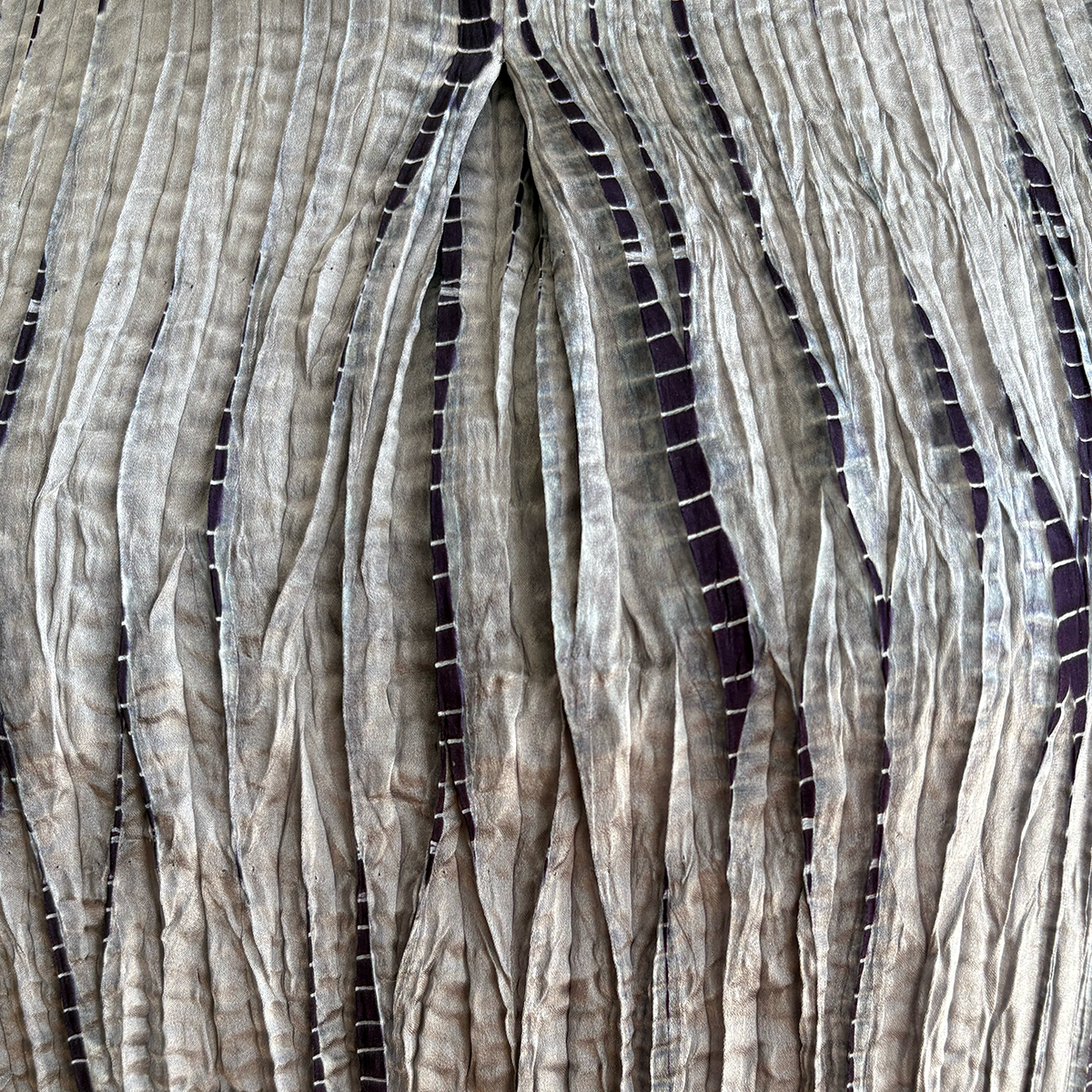 Sleeveless Silk Dress with Tesuji Shibori