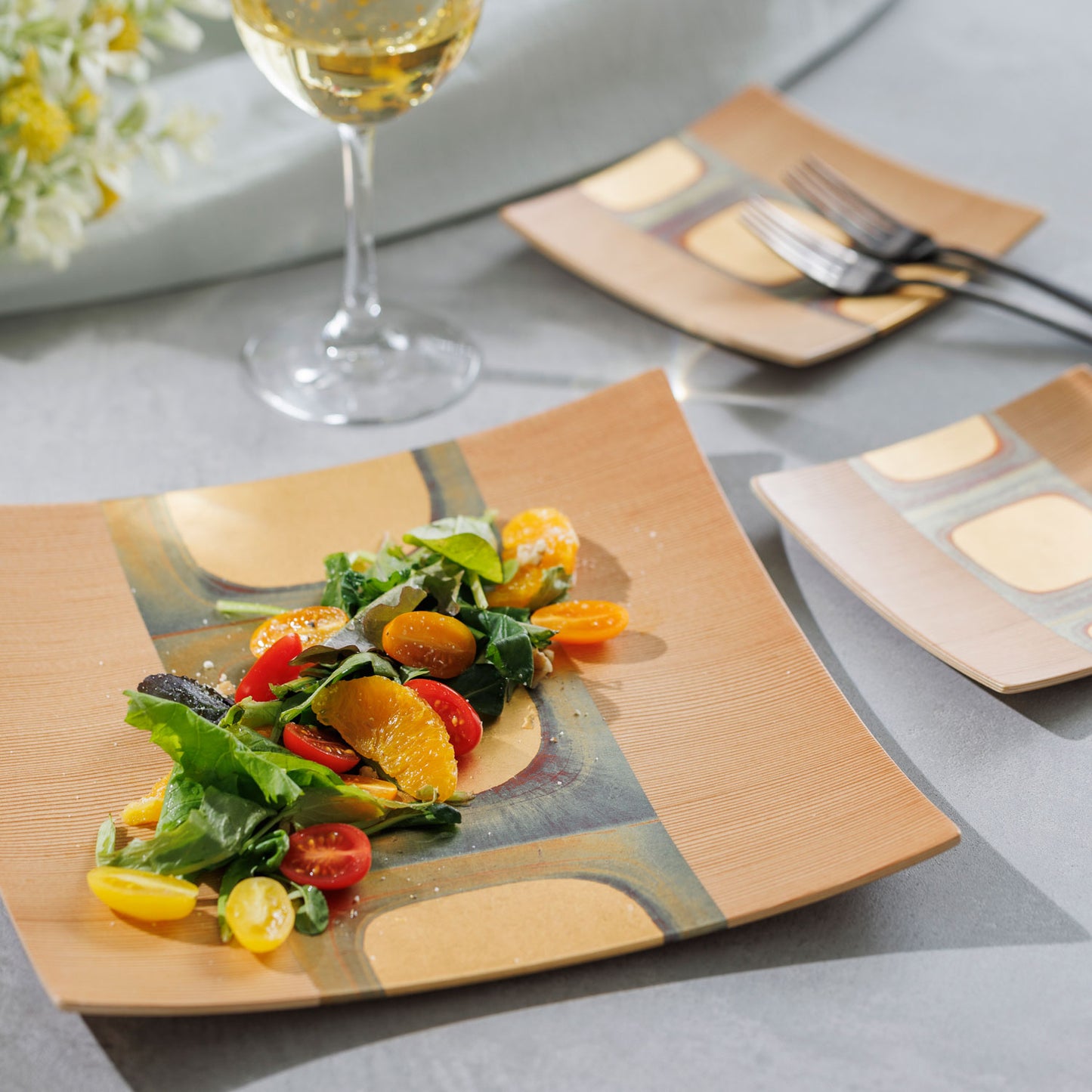 KODAIHAKU Two Square Plates Set - Wood S