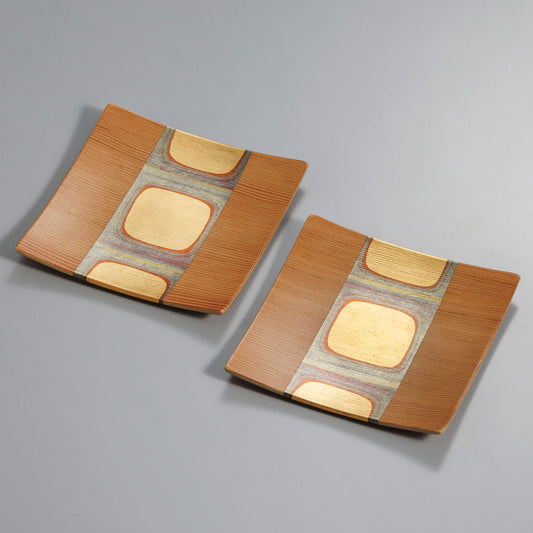 KODAIHAKU Two Square Plates Set - Wood S
