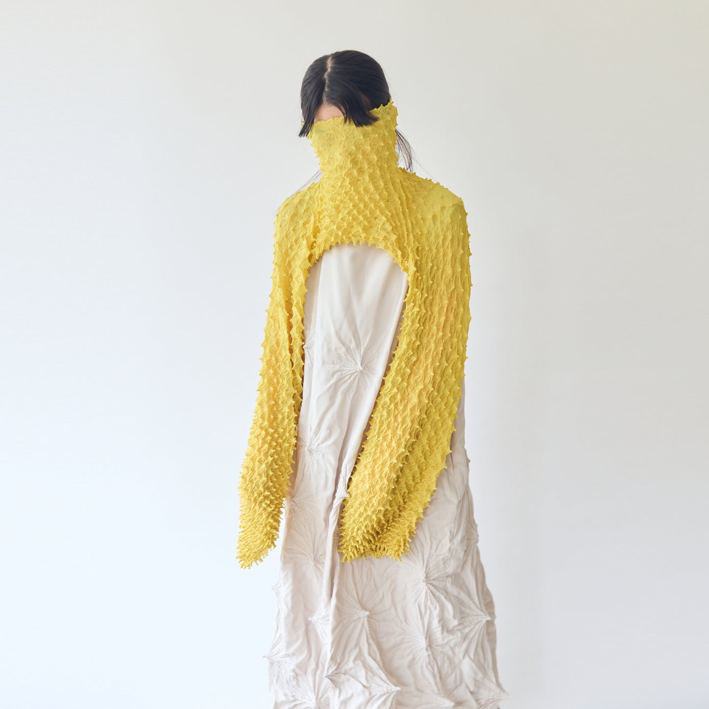 Spiky Shibori Super Crop Top with Bell Sleeves - Chiffon