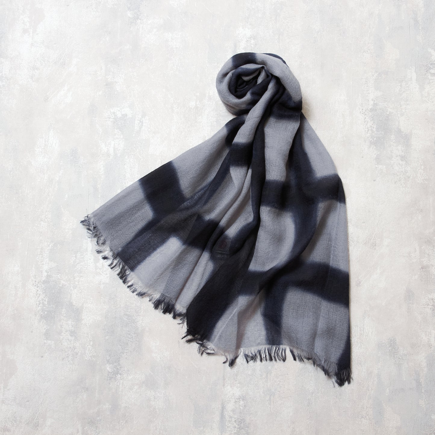 Cashmere Scarf with Itajime Shibori - Large