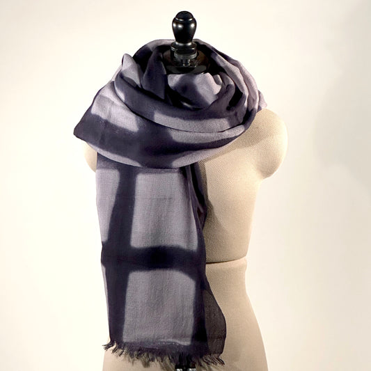 Cashmere Scarf with Itajime Shibori - Large