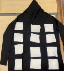 Cashmere Cardigan with Itajime Shibori