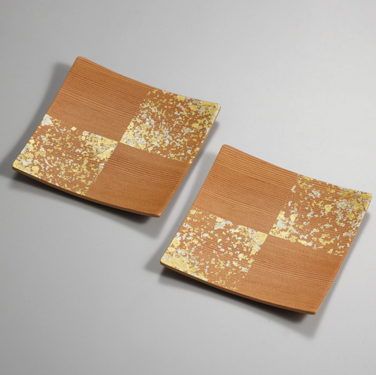 ICHIMATSU Two Square Plates Set - Wood S