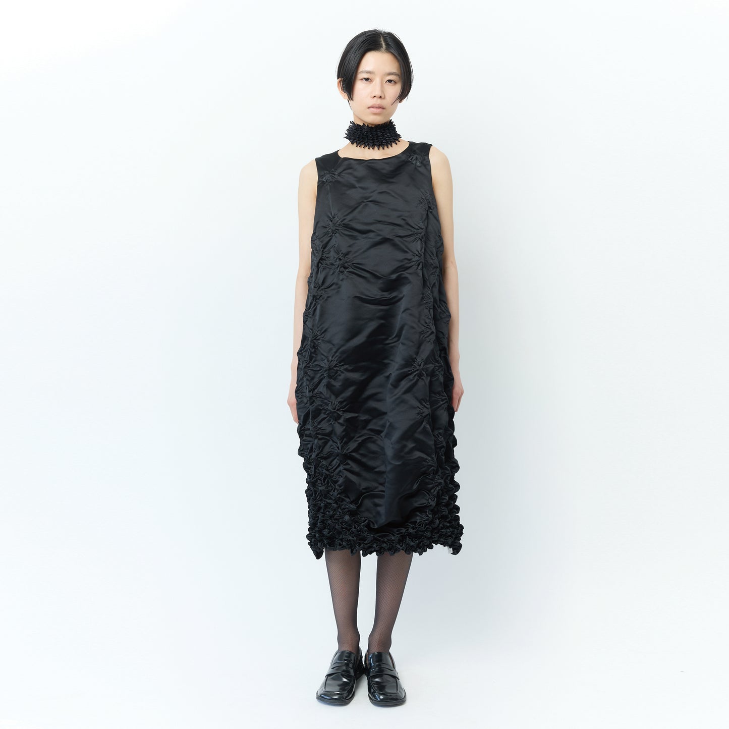 Sleeveless Dress with Poco-Poco Shibori