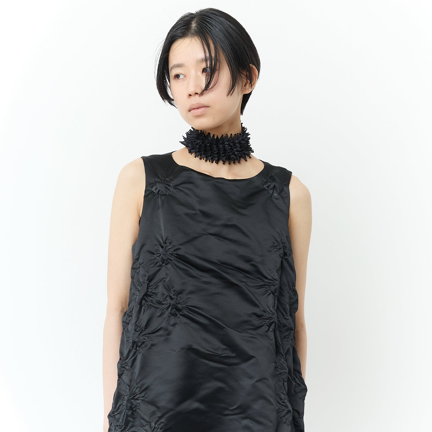 Sleeveless Dress with Poco-Poco Shibori