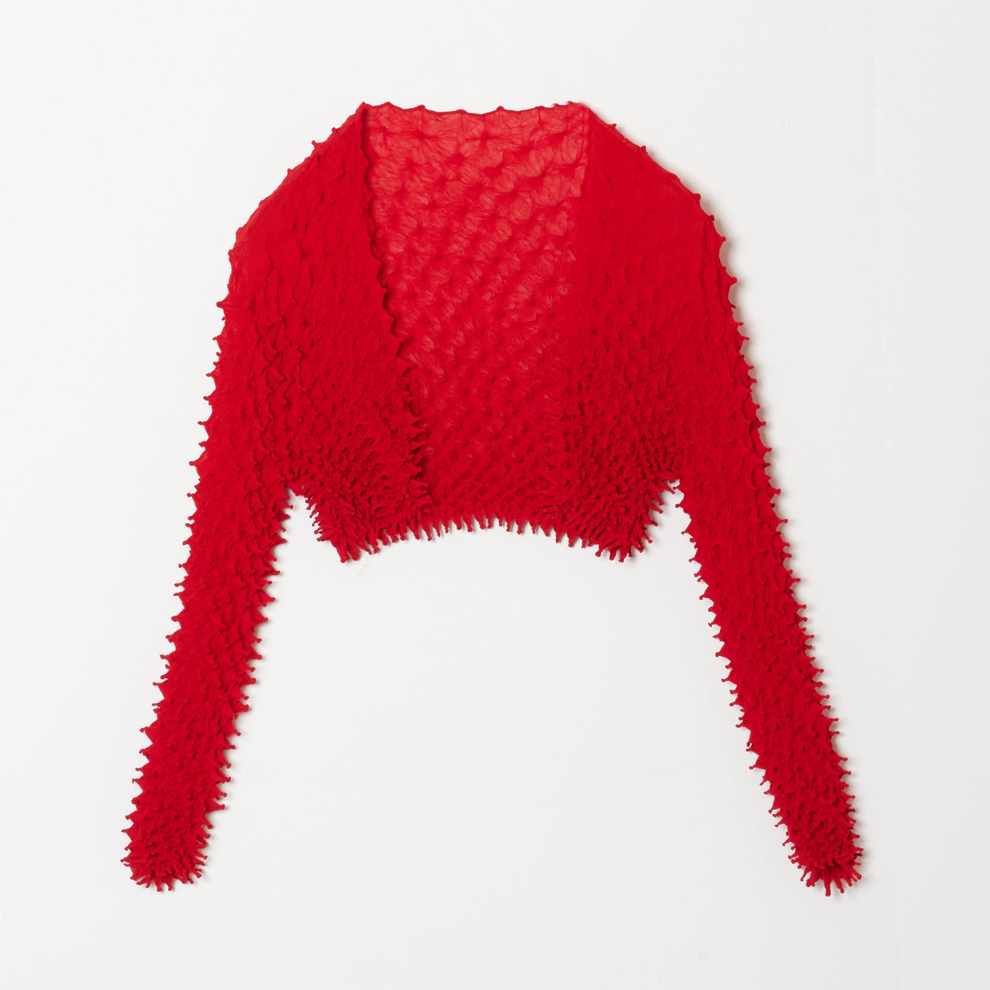 Spiky Shibori Cropped Cardigan - Chiffon/Solid Color