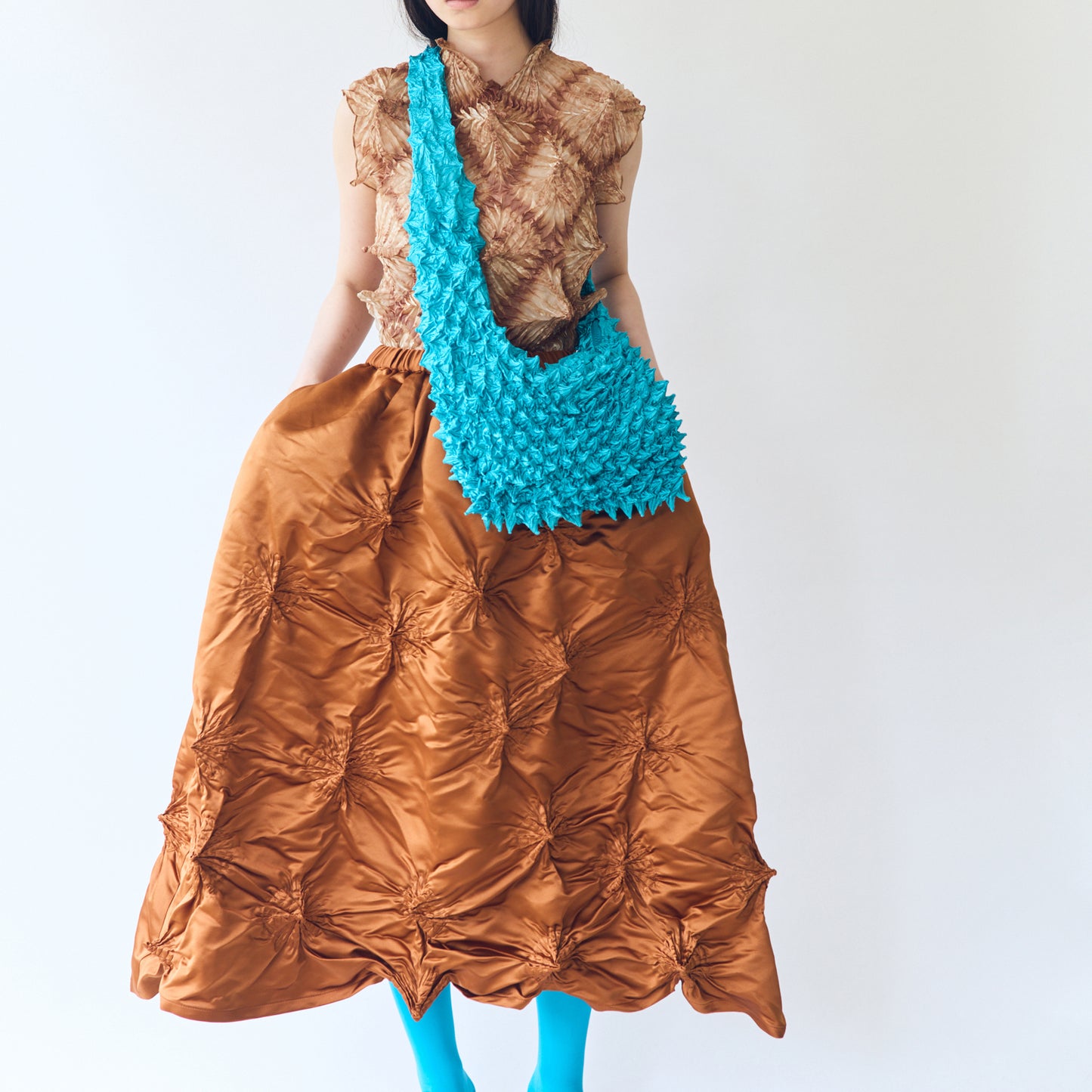 Rolled-up Shibori Skirt - Satin