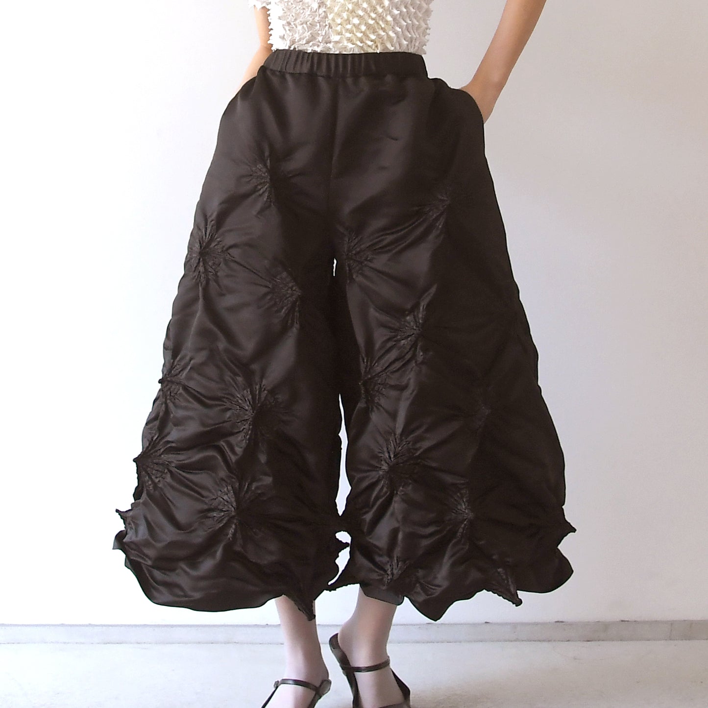 Rolled-up Shibori Pants  - Satin