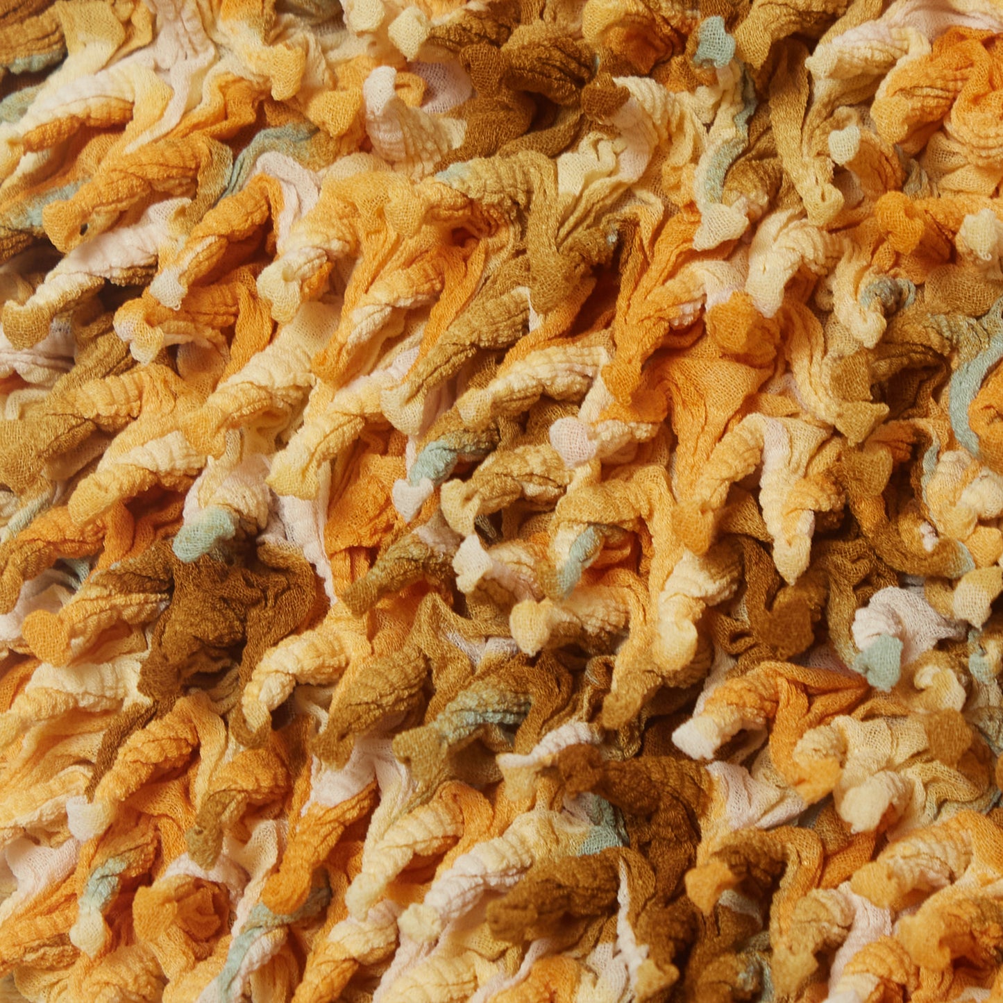 Spiky Shibori Super Crop Top with Bell Sleeves - Random-Dyed Chiffon