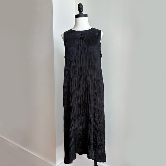 Sleeveless Silk Dress with Tesuji Shibori