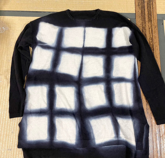 Cashmere Cardigan with Itajime Shibori