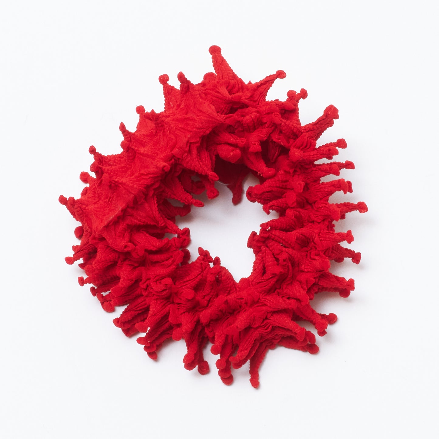 Spiky Shibori Necklace Medium Width in Red